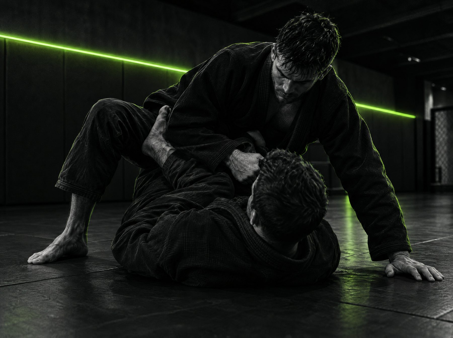 Guard pass on the mats
